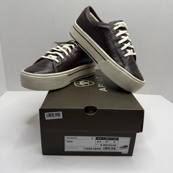 Ariat Shoes - Ariat Skylar Luxe Espresso Croc Print Platform Sneakers Womens 6.5 B 10063890